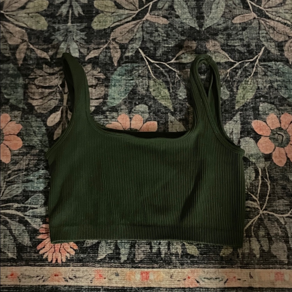 Ambiance Forest Green Ribbed Crop Top